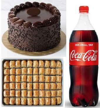 4-5 Kişilik Çikolatalı Pasta Yanında 1 kg Baklava ve 1 L Cola