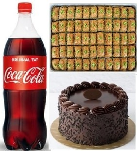 Çay Saati ve Kutlama Paketi Pasta Baklava ve Cola Seti